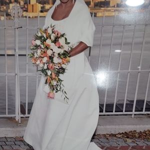 Wedding dress one time used good condition Beige SZ 14 Christian Michele brand